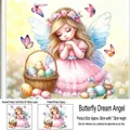 Detailed view of Easter butterfly fairy wall sticker dimensions and layout design - Easter Angel (FHJ2612) / 30x30cm