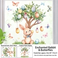 Detail of Easter bunny static window sticker set showing 30x40cm sheet layout and size - Adhesive Style (FHJ2623)