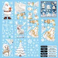 Lot de 9 planches de 190 stickers de Noël électrostatiques avec Père Noël et rennes - Style Père Noël et Renne Classique (S1)