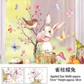 Easter static window stickers featuring rabbits, birds and butterflies on window glass - Self-adhesive Style (FHJ2616)