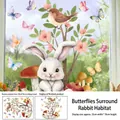 Detailed view of Easter bunny glass stickers with size specifications 30x40cm - Static Cling Style (FHJ2626—JD) / 30cmx40cmx1Sheet
