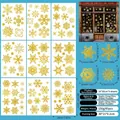 Set of 93 gold glitter snowflake static window clings for Christmas decor on glass - Gold Glitter Snowflake Style (S7)