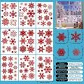 Red glitter snowflake static window decals set with 9 sheets of festive DIY stickers - Red Glitter Snowflake Style (S8)