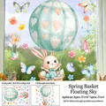 Detailed 30x40cm sheet of Easter bunny in hot air balloon window stickers with butterflies - Self-adhesive Style (FHJ2625) / 30cm*40cm