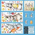 Detail specifications of 49pcs Easter rabbit window stickers with size and layout data - Watercolor Bunny and Egg Set (FHJ2630ABC) / 3 Sheets (33x70cm)