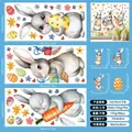Detail specifications of 49pcs Easter rabbit window stickers with size and layout data - Watercolor Bunny and Egg Set (FHJ2630ABC) / 3 Sheets (33x70cm)