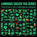Tatouages temporaires de football lumineux avec 10 planches de buts, trophées et ballons - Série YKA de Football Lumineux (YKA系列)