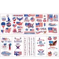Set of 10 July 4th temporary tattoos with USA flag, bald eagle, and stars designs - Independence Day M Series