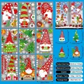 Christmas window stickers set with gnomes and trees for festive holiday glass decoration - Gnome Gingerbread House Style (S19)