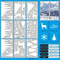 9 sheets Christmas window stickers set with 214 snowflakes and reindeer decals - Fine Snowflake Icicle Style (S21)