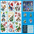 9-sheet Christmas window clings set with gnomes and snowflakes double-sided design - Cartoon Gnome Gift Bag Style (S22)