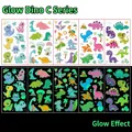 Tatuaggi luminosi di dinosauri che mostrano colori diurni ed effetto bagliore nel buio - Dinosauri Luminosi Serie C (YG11-YG15) / 5 Fogli/Set