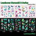 Glow-in-the-dark mermaid temporary tattoos for kids with day and night neon effect - Luminous Mermaid Series B