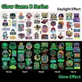 Glow in the dark kids game theme temporary tattoos showing day and night effect - Luminous Game Series B