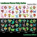 Glow in the dark fairy tattoos for kids with day and night comparison view - Luminous Flower Fairy Series