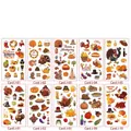 Tatuaggi temporanei impermeabili per bambini con disegni di tacchino, zucca e foglie autunnali - Serie Giorno del Ringraziamento Set da 10 Fogli (J01-J10)