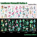 Glow in the dark mermaid temporary tattoo stickers showing day and night effect - Luminous Mermaid Style A