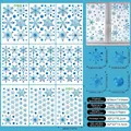 Blue and white snowflake static window stickers set with 9 sheets and 270 pieces - Blue White Mixed Snowflake Style (S27)
