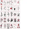 30-piece set of waterproof temporary tattoos with Japanese crane and fox mask designs - Japanese Style Pattern Set / Standard Size