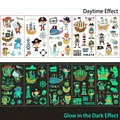 Luminous pirate temporary tattoos for kids featuring ships, skulls and treasure chests - Pirate A Series (YH-01-YH-05)
