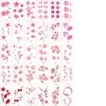 Set di 30 tatuaggi temporanei con fiori di ciliegio e petali rosa con disegni floreali - Stile Fiori di Ciliegio (Serie C)
