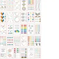 Set of 30 colorful temporary tattoo stickers with rainbow, heart, and cute emoji patterns - N Series
