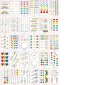 Set of 30 cute colorful tattoo stickers featuring rainbow heart and star motifs - M Series