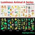 Tatuaggi luminosi per bambini con animali cartoon con effetto fluorescente di notte - Serie Animali Luminosi A / 5 Fogli/Set