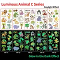 Tatuaggi animali luminosi per bambini che mostrano l'effetto diurno e notturno - Serie Animali Luminosi C / 5 Fogli/Set
