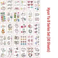 Set of 30 cute cartoon tattoo stickers with colorful rainbows and animal designs - B Series