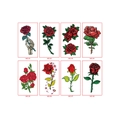 Set mit 8 wasserfesten roten Rosen-Tattoo-Aufklebern mit floralen und Blatt-Designs - Rosen-Serie (MG)