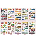 10er-Set Kinder-Tattoos mit Cartoon-Fahrzeugen wie Autos Flugzeugen und Schiffen - Transport FA-Serie (Set mit 10 Blättern)