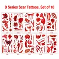 Set di 10 tatuaggi temporanei cicatrici insanguinate Halloween serie D per feste - Serie D (10 fogli/set)
