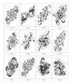 Set of 12 black mandala flower temporary tattoo stickers with geometric henna designs - Mandala Series 1 (HD-01 to HD-12)