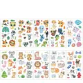 Detailansicht von zehn glitzernden Cartoon-Tier-Tattoo-Bögen für Kinder-Partys - Tier MC Serie
