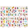 Glittery princess castle cartoon tattoo stickers for kids featuring unicorns and dragons - Princess Castle Series