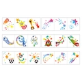 Set of 18 soccer themed temporary tattoos for kids with football trophy and player designs - Soccer Face Tattoos B Rectangle (6 Sheets/Pack)