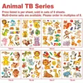 Set di 8 tatuaggi temporanei con animali e lamina d'oro laser per bambini - Serie Animali Stampa a Caldo / Set singolo