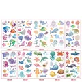 Set mit 10 Glitzer-Meerestier-Tattoos mit Haien, Delfinen und Schildkröten für Kinder - Ozean Glitzer Serie (10 Blatt/Set)