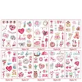 Set di 10 tatuaggi glitterati di San Valentino con cuori, orsetti e motivi di Cupido - Serie Glitter di San Valentino