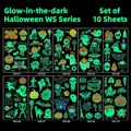 Tatuaggi temporanei luminosi per Halloween con zucche e fantasmi per bambini, set di 10 fogli - Serie Halloween Luminosa WS (Set da 10)