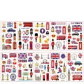 Temporäre Tattoos mit britischen Motiven wie Londoner Wahrzeichen und Union Jack - Britisches Serienthema