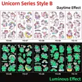 Glow in the dark unicorn temporary tattoos for kids featuring rainbow and star designs - Luminous Unicorn B Series (YD-06-10)