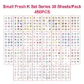 Set di 30 fogli tatuaggi temporanei cartoni animati impermeabili con 450 mini disegni - Serie Fresh K