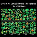 Luminous St. Patrick's Day tattoo stickers set with shamrock and leprechaun patterns - Luminous St. Patrick's Series (Set of 10)