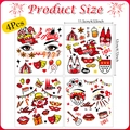 Detail van 4 stuks tijdelijke tatoeages Carnaval Keulen met clown- en circusmotieven - Keuls Carnaval Stijl B