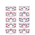 Set di 10 tatuaggi temporanei USA per il 4 luglio con bandiere e stelle colorate - 6.8x16cm / Serie viso Giorno dell'Indipendenza