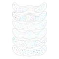 Detalle de pegatinas faciales holográficas con patrones de estrellas y corazones de fiesta - Pecas Láser Holográficas Estilo B