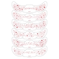 Catalog of six red glitter faux freckle face tattoo stickers with heart and star patterns - Rose Red Freckle Type A (QB-A01-A06)