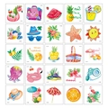 Set di 25 tatuaggi temporanei acquerello Hawaii con motivi da spiaggia estiva per bambini - Estate Rinfrescante A (25 fogli/confezione)